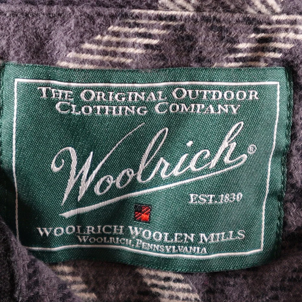 Woolrich‎ Shirt Mens Large Gray Plaid Flannel Long Sleeve Button Down Outdoor